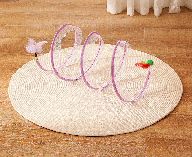 S-Shaped Foldable Cat Tunnel Toy — Collapsible Spring Tunnel for Cats