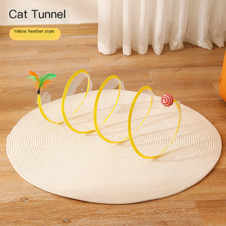 S-Shaped Foldable Cat Tunnel Toy — Collapsible Spring Tunnel for Cats