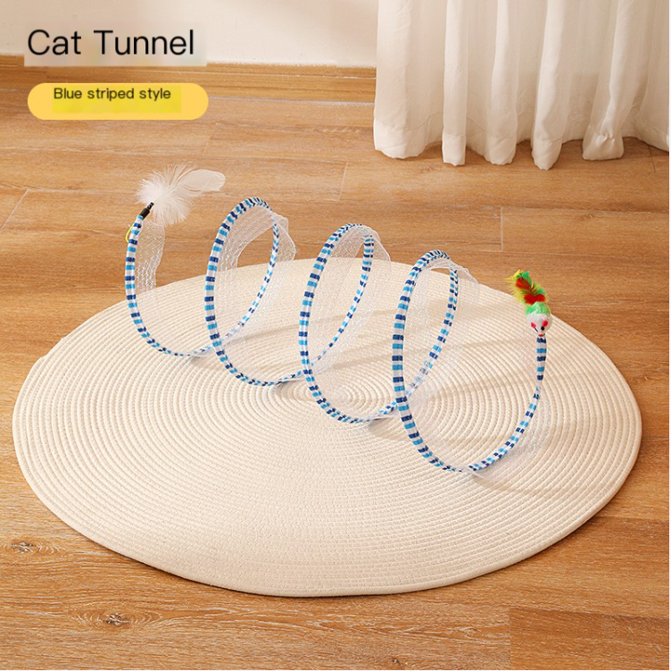 S-Shaped Foldable Cat Tunnel Toy — Collapsible Spring Tunnel for Cats