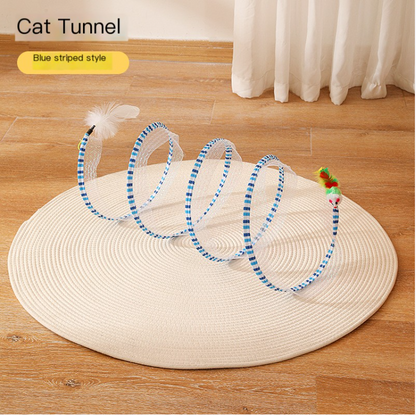 S-Shaped Foldable Cat Tunnel Toy — Collapsible Spring Tunnel for Cats
