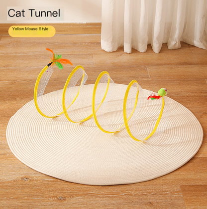 S-Shaped Foldable Cat Tunnel Toy — Collapsible Spring Tunnel for Cats