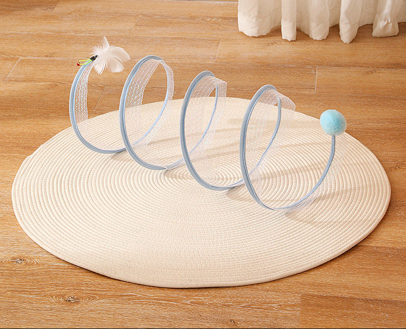 S-Shaped Foldable Cat Tunnel Toy — Collapsible Spring Tunnel for Cats