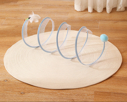 S-Shaped Foldable Cat Tunnel Toy — Collapsible Spring Tunnel for Cats
