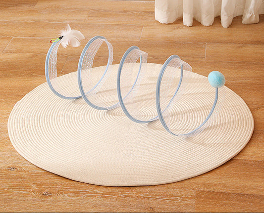 S-Shaped Foldable Cat Tunnel Toy — Collapsible Spring Tunnel for Cats