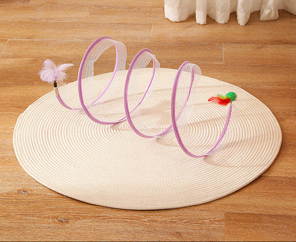 S-Shaped Foldable Cat Tunnel Toy — Collapsible Spring Tunnel for Cats