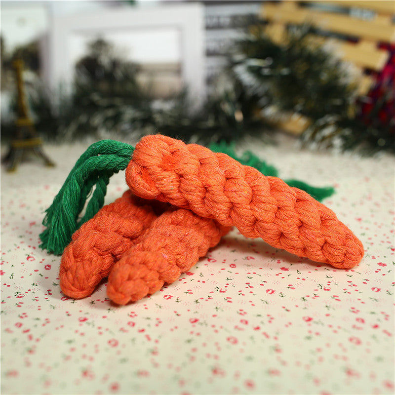 Carrot Cotton Rope Chew Toy for Dogs — Durable, Fun & Teeth-Cleaning